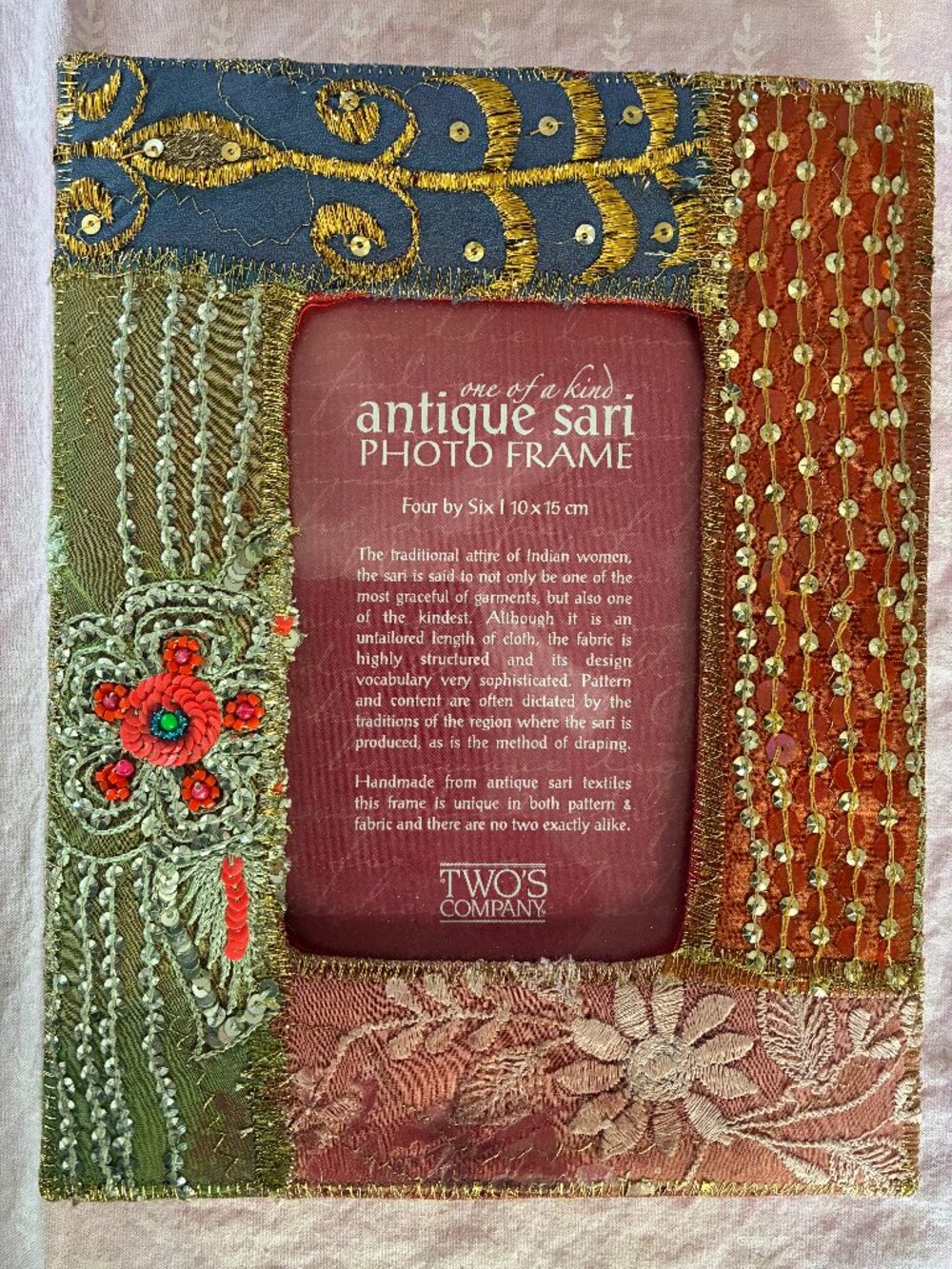 Handmaden colorful, decorative frame from India for 4" X 6" photo.